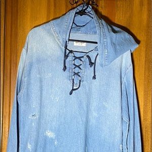 Saint Laurent Paris Denim Hoodie $950